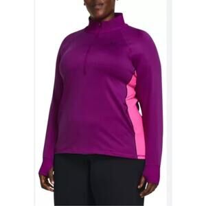 Under Armour ColdGear 1/2 Zip Long Sleeve Top Purple Pink Women’s 1X Fitted